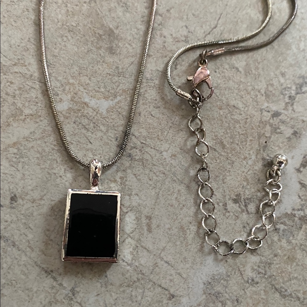 Onyx Rectangular Silver Encased Necklace - image 5